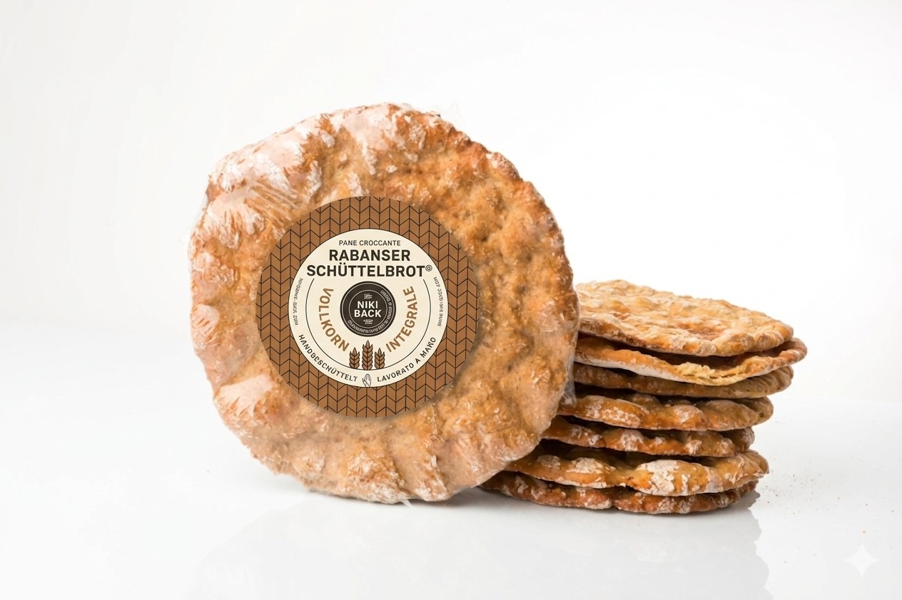 Original Südtiroler Vollkornschüttelbrot von Rabanser Niki Back – ballaststoffreiches Roggen-Vollkornbrot, traditionell handgeschüttelt, extra knusprig und herzhaft im Geschmack
