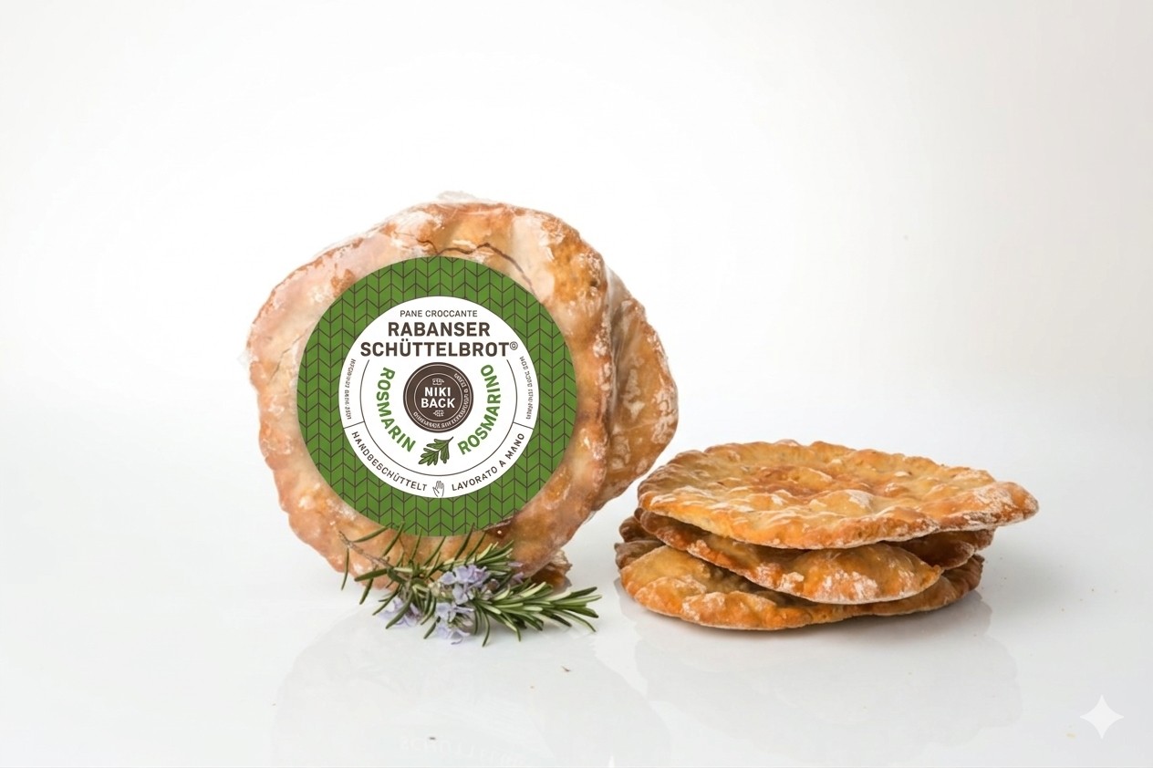 Original Südtiroler Schüttelbrot mit Rosmarin von Rabanser Niki Back – traditionell handgeschüttelt und knusprig verfeinert