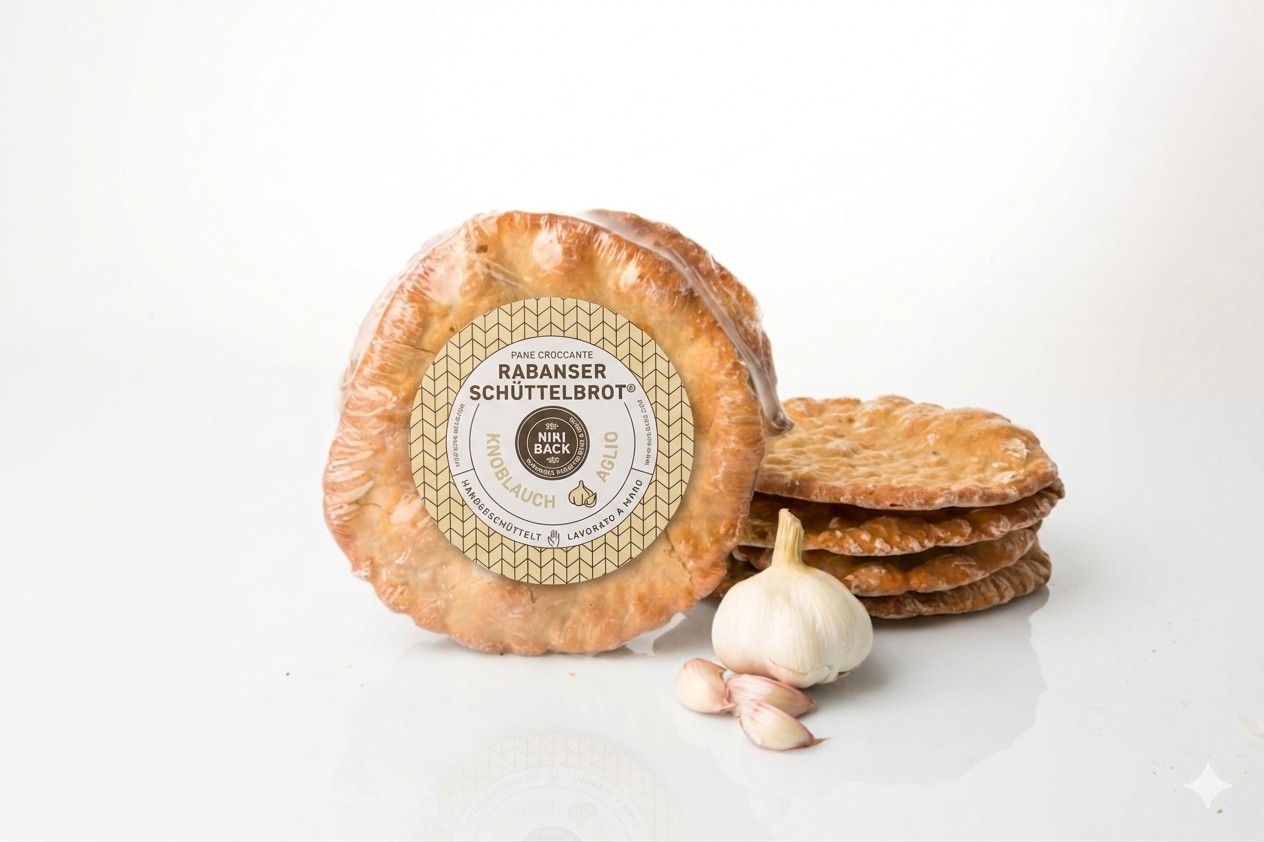 Herzhaftes Südtiroler Schüttelbrot mit Knoblauch von Niki Back – handgeschüttelt, extra knusprig und aromatisch